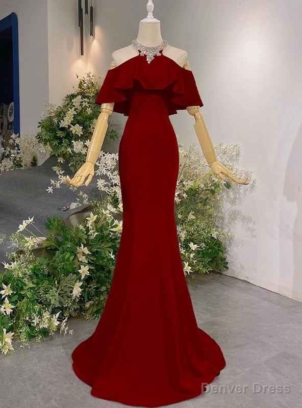 Mermaid Halter Beading Crystal Prom Dresses