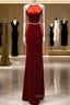 Mermaid Halter Burgundy Long Velvet Prom Dresses
