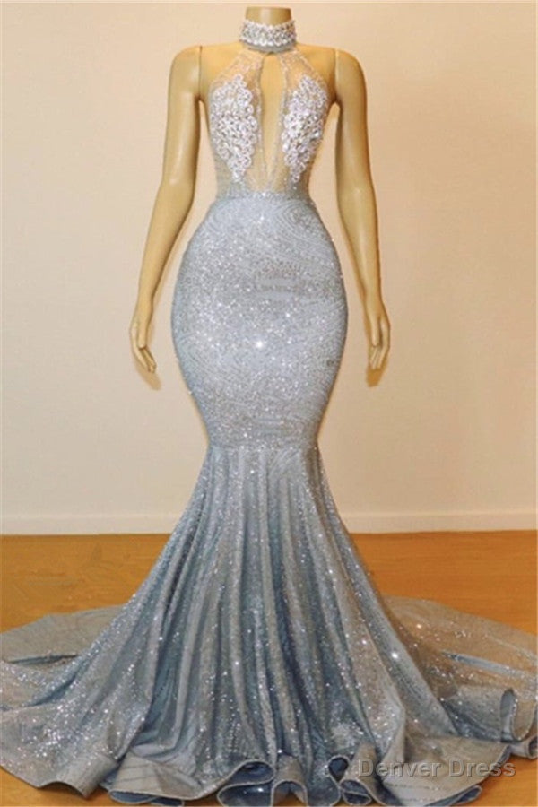 Mermaid Halter Sleeveless Floor-Length Prom Party Gowns Main image