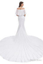 Mermaid Lace Off the Shoulder Wedding Dresses With Train