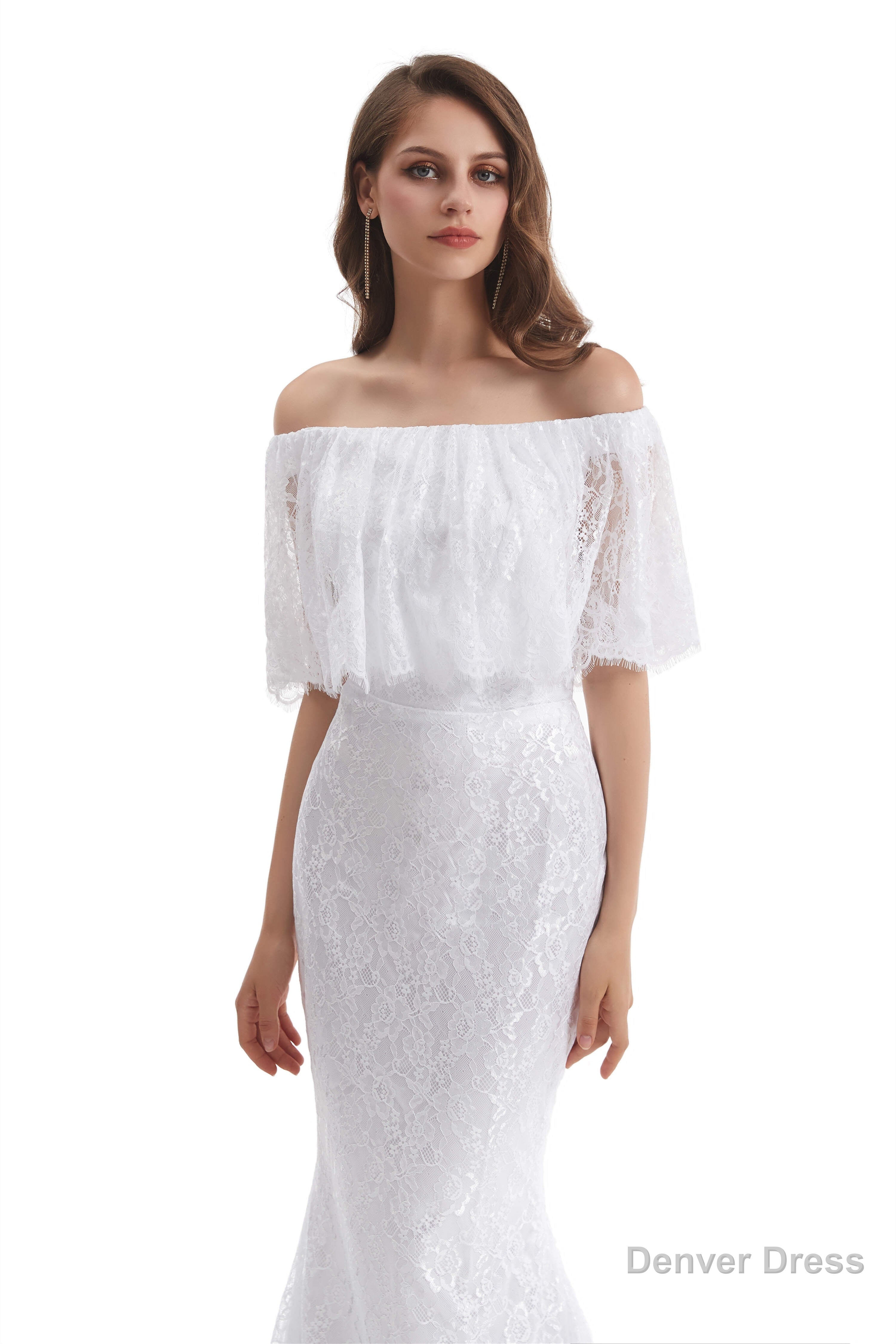 Mermaid Lace Off the Shoulder Wedding Dresses With Train