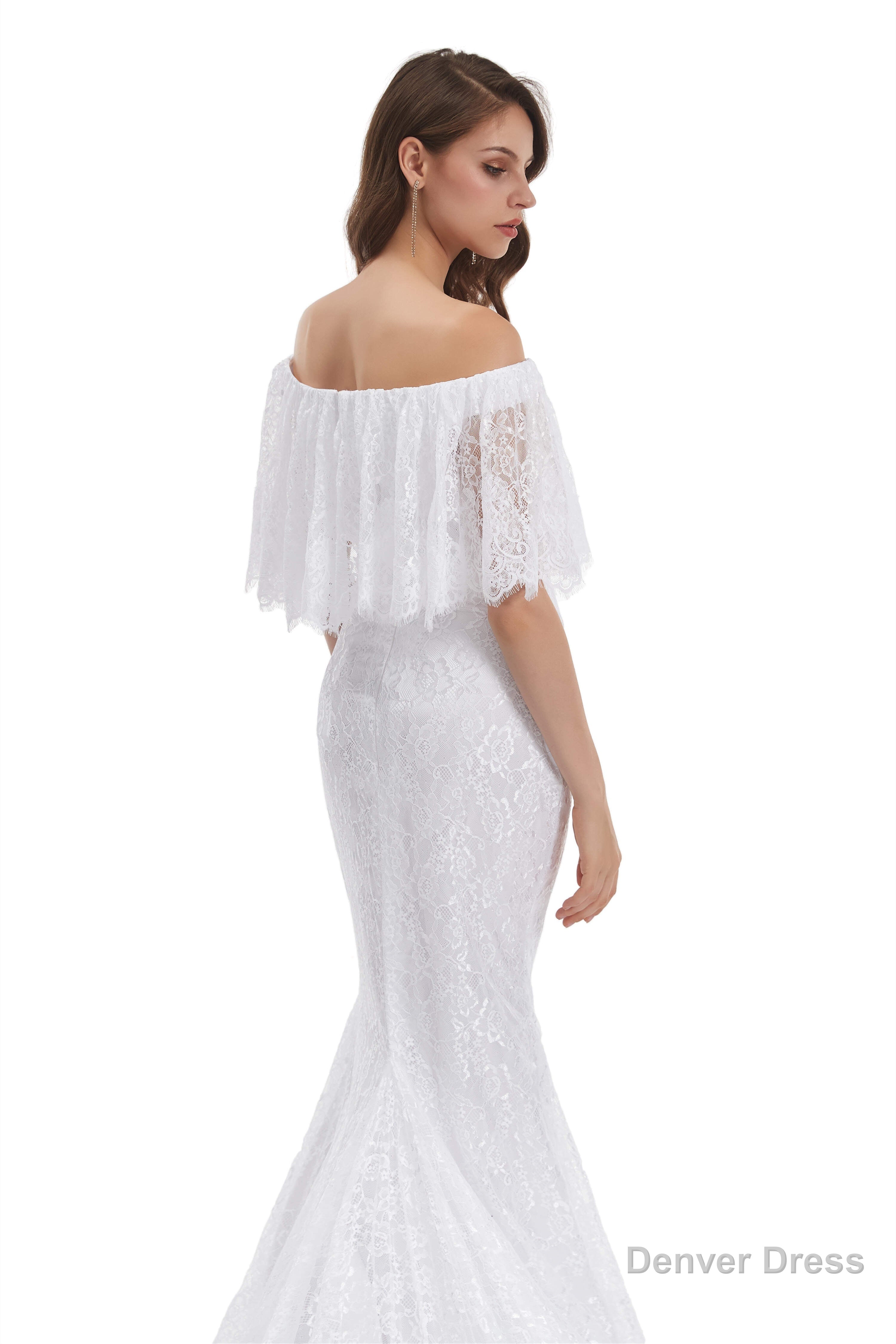 Mermaid Lace Off the Shoulder Wedding Dresses With Train