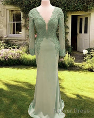 Mermaid Lace Sleeve V Neck Dress