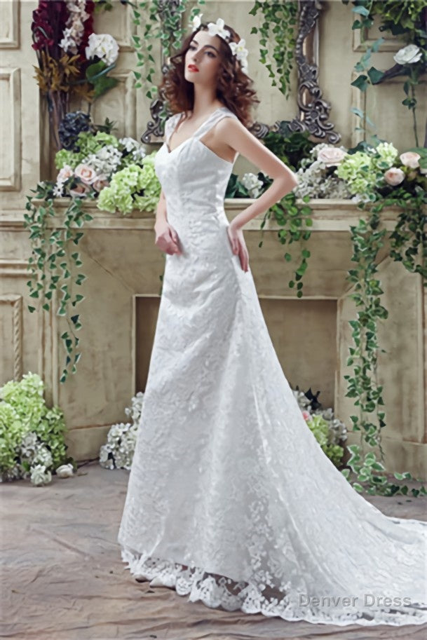 Mermaid Lace Sleeveless V Neck Chapel Train Wedding Gown Secondary image