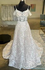 Mermaid Lace Tulle A Line Wedding Dresses With Open Back