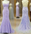Mermaid Lavender Long Prom Dresses With Lace Up Back
