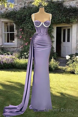 Mermaid Light Purple Satin Corset Gown