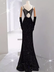 Sirène longue robe de bal Nouvelle arrivée sexy noire de soirée noire robe de soirée