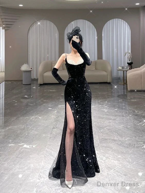 Mermaid Long Prom Dress New Arrival Sexy Black Slit Prom Dresses Main image