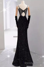 Mermaid Long Prom Dress New Sequin Black Slit Evening Dress