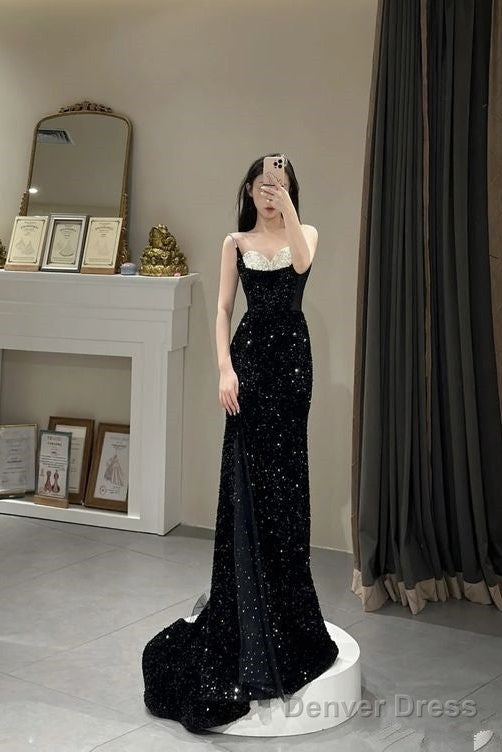 Mermaid Long Prom Dress New Sequin Black Slit Evening Dress Main image
