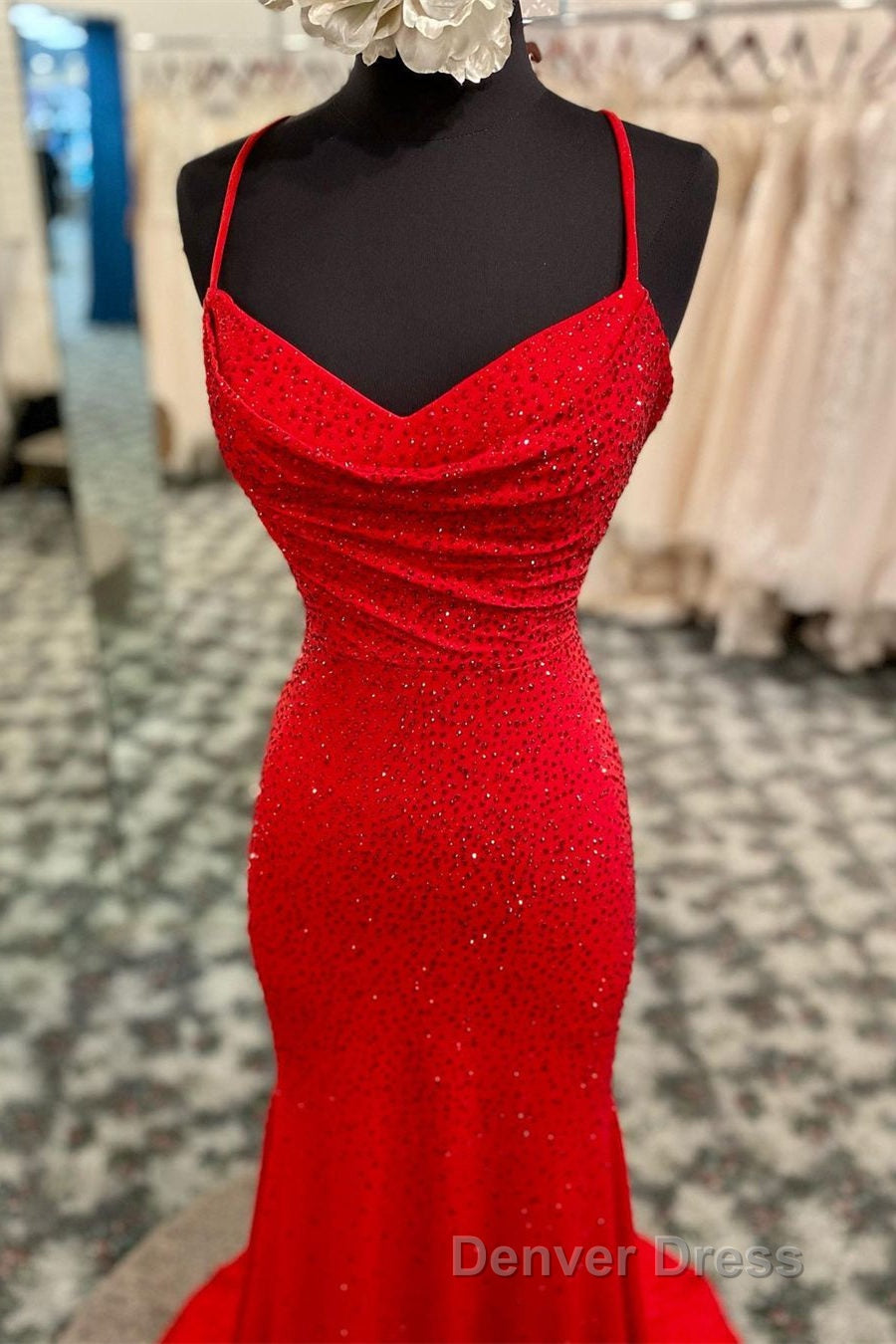 Mermaid Long Red Prom Dresses with Rhinestones,Royal Blue Bodycon Dresses