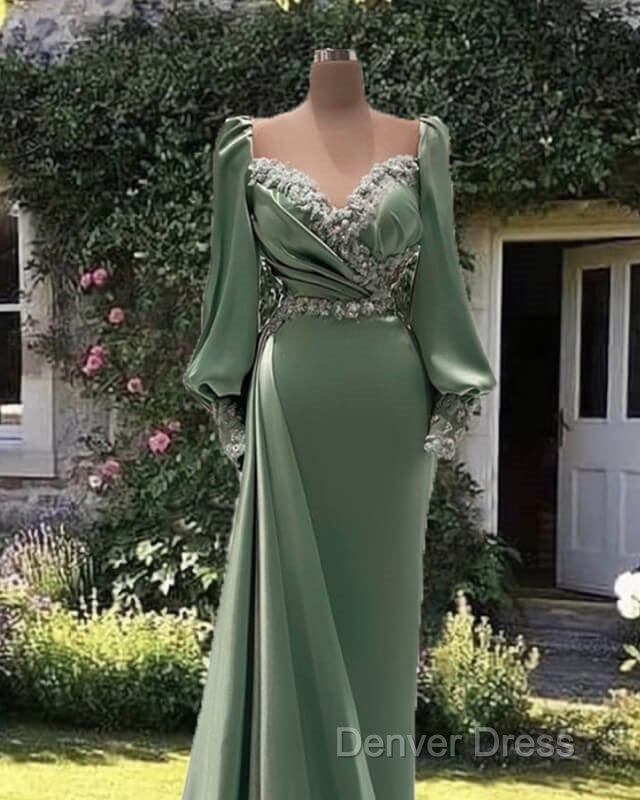 Mermaid Long Sleeve Satin Formal Gown Secondary image