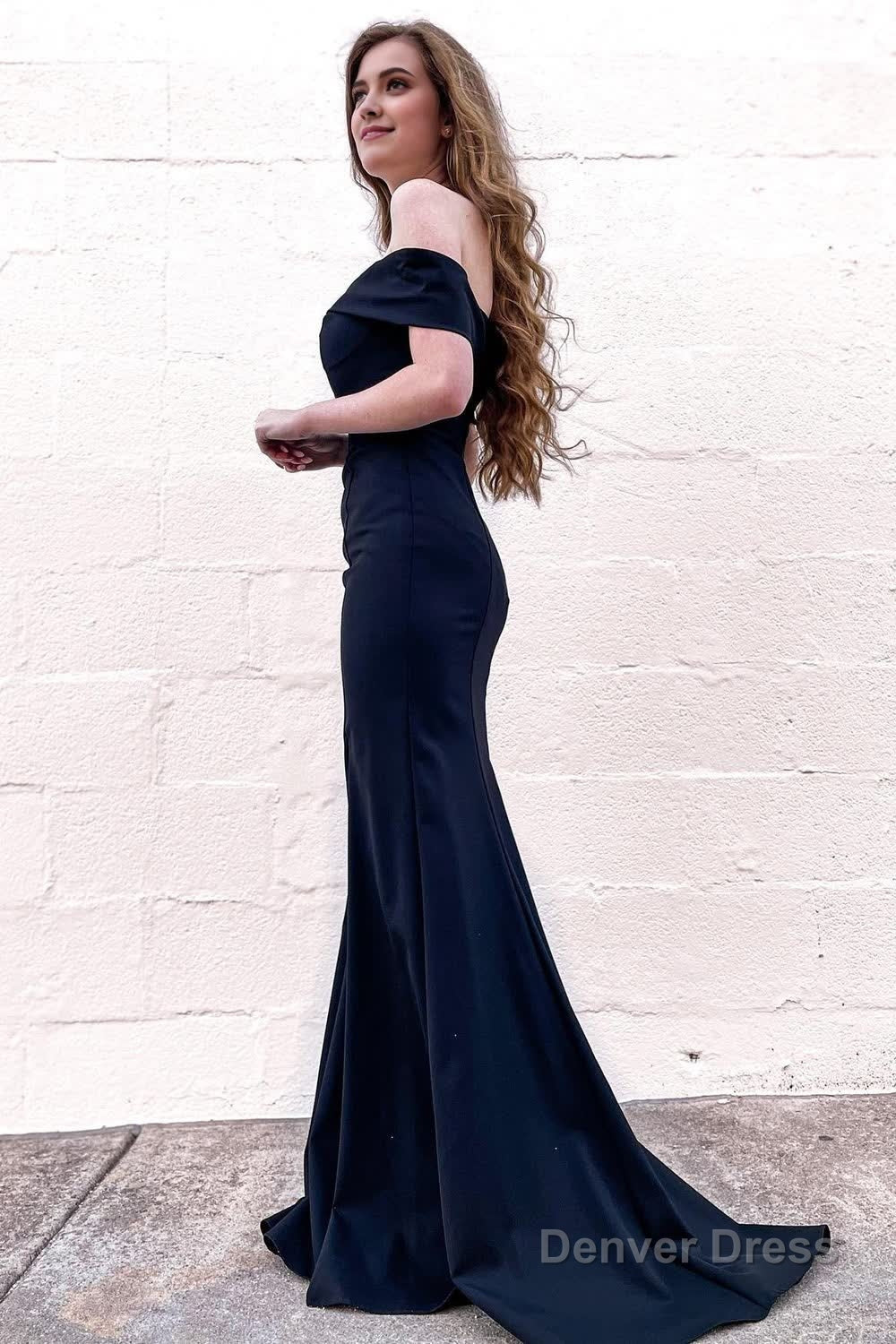 Mermaid Off the Shoulder Black Long Prom Dress with Train Secondary image