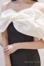 Mermaid Off The Shoulder Black Satin Long Prom Dresses