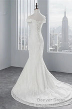 Mermaid Off The Shoulder Bride Gowns Long Wedding Gowns With Lace