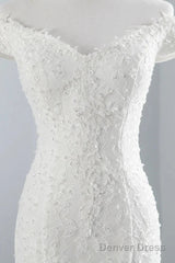 Mermaid Off-The-Shoulder Bride Gown Long Wedding Gown With Lace