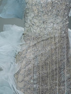 Mermaid Off-The-Shoulder Tulle Sequin Long Ball Gown, Elegant Rhinestone Evening Gown