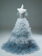 Mermaid Off The Shoulder Tulle Sequin Long Ball Gowns, Elegant Rhinestone Prom Gowns