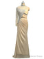 Mermaid One Shoulder Chiffon Crystals Open Back Long Prom Dresses