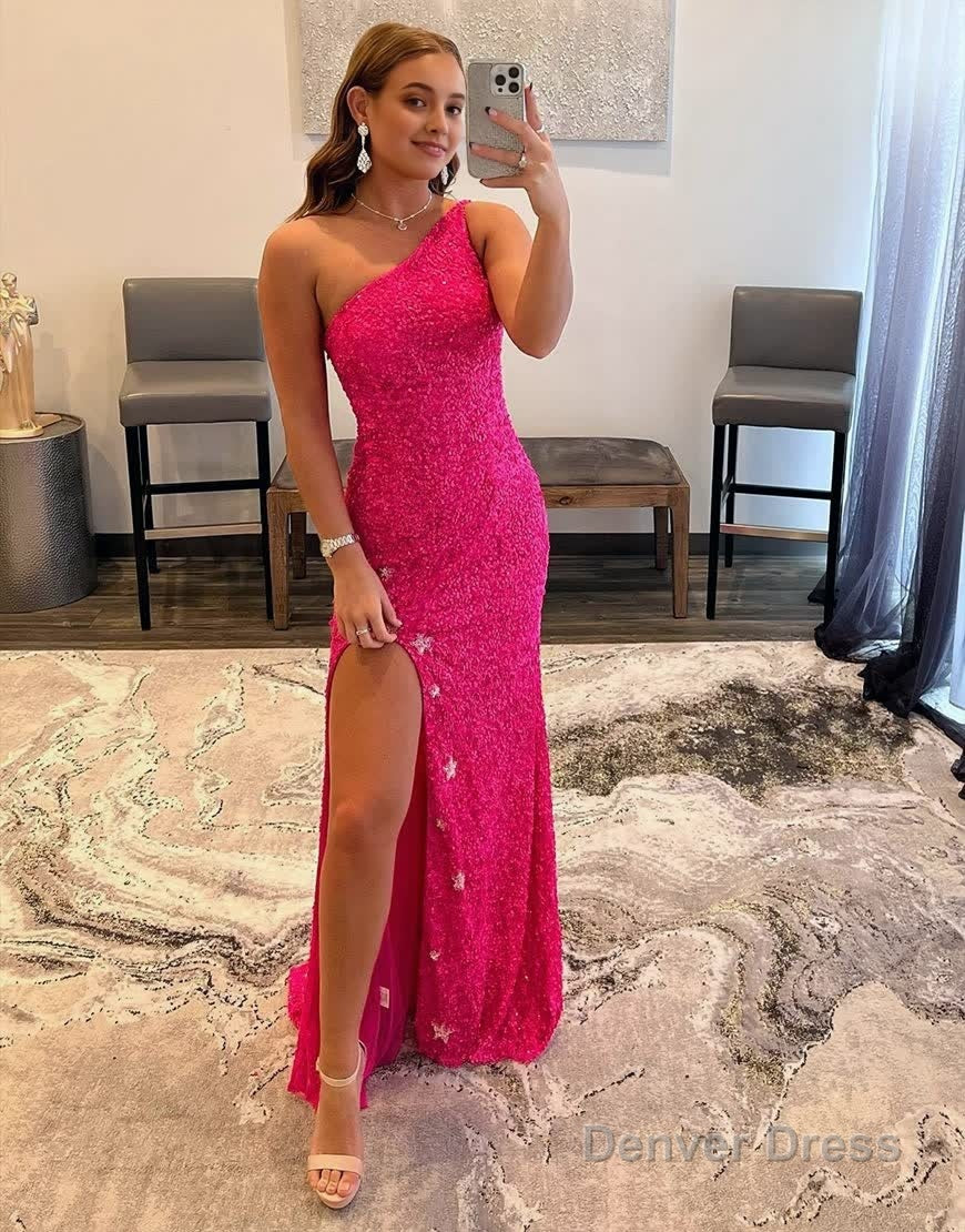 Mermaid One Shoulder Sequins Prom Dress with Stars Main image