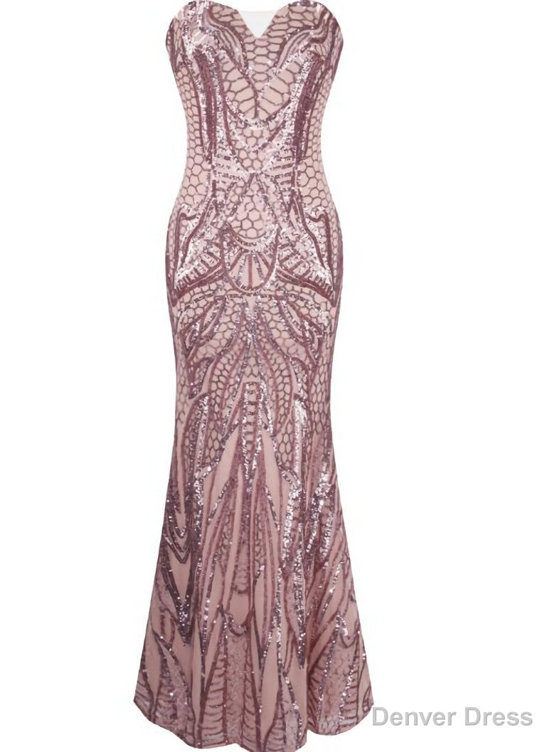 Mermaid Pink Sweetheart Sequins Prom Dresses