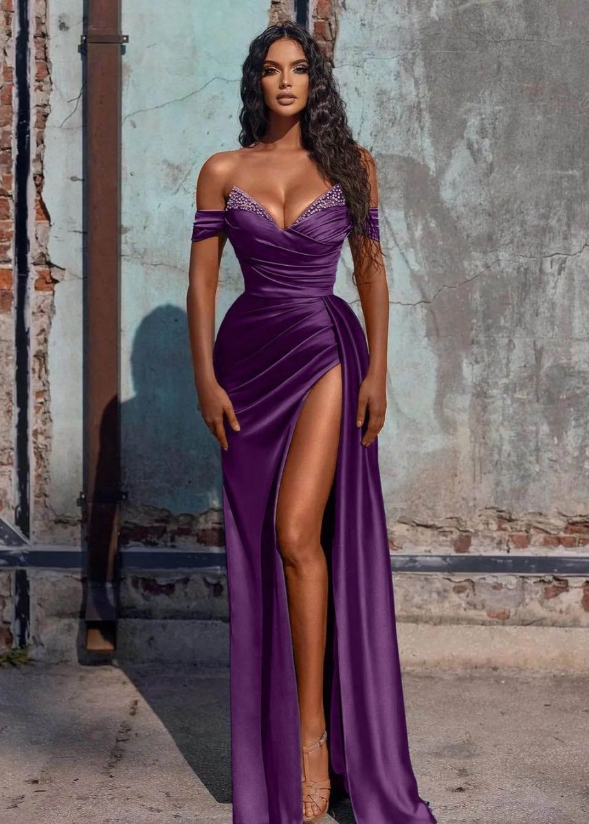 Mermaid Prom Dress Satin Long Fromal Dress with Split