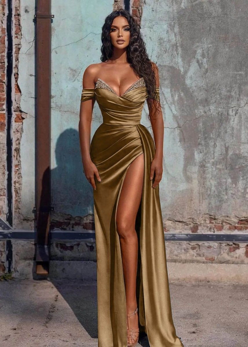 Mermaid Prom Dress Satin Long Fromal Dress with Split Main image