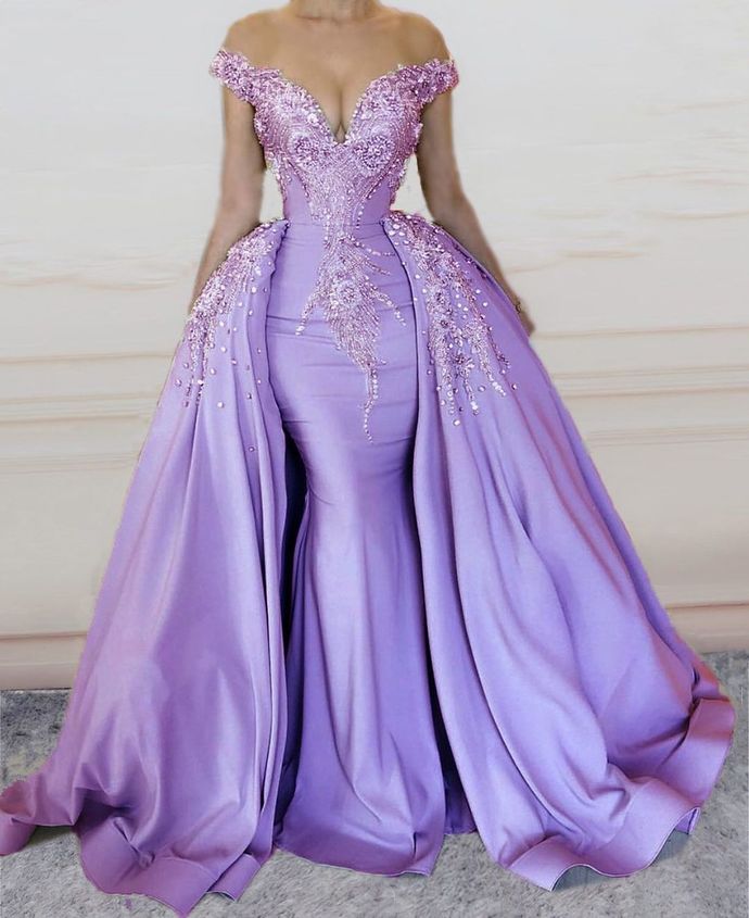 Mermaid Prom Dresses Long V Neck Prom Gowns Beaded Main image