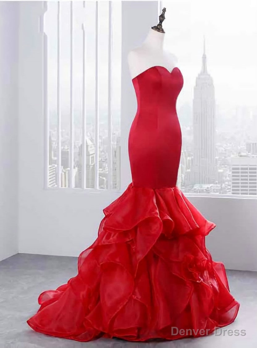 Mermaid Ruffle Organza Prom Dress Sweetheart Women Prom Dresses