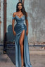 Mermaid Satin Long Prom Dresses with Slit