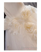 Mermaid Satin & Tulle Flowers Pleats Wedding Dresses