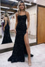 Mermaid Scoop Neck Sequins Prom Dresses with Slit