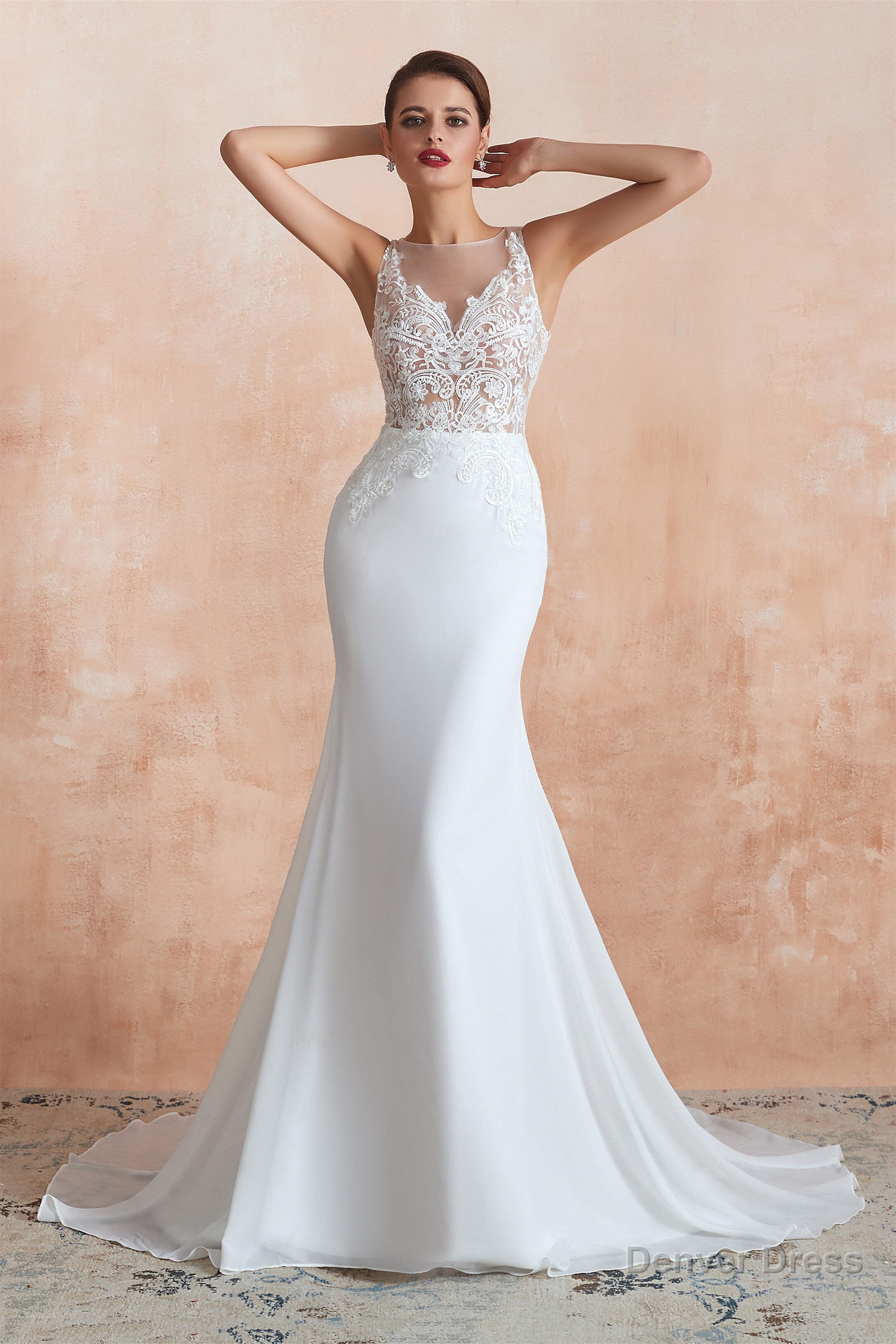 Mermaid See Through Chiffon Wedding Dresses with Appliques