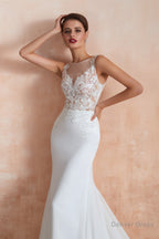 Mermaid See Through Chiffon Wedding Dresses with Appliques