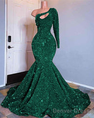 Mermaid Sequin One Shoulder Prom Dresses