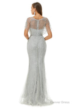 Mermaid Sequins Beading V Neck Prom Dresses