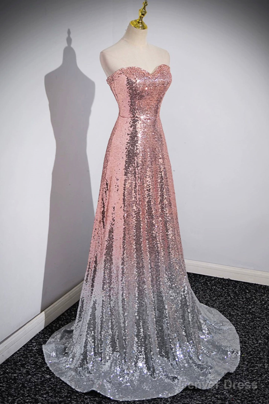Mermaid Sequins Long Prom Dress, Sparkling Sweetheart Neckline Ombre Prom Dresses Secondary image