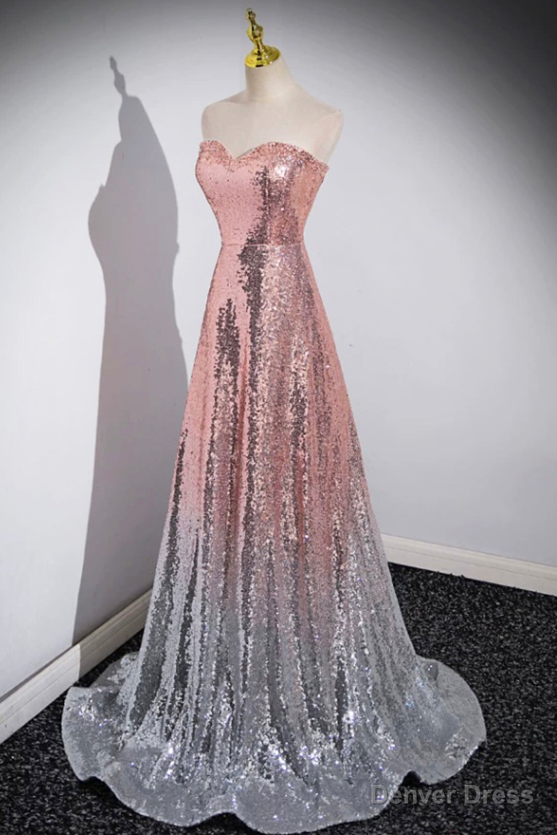 Mermaid Sequins Long Prom Dress, Sparkling Sweetheart Neckline Ombre Prom Dresses
