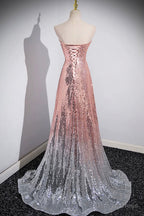 Mermaid Sequins Long Prom Dress, Sparkling Sweetheart Neckline Ombre Prom Dresses