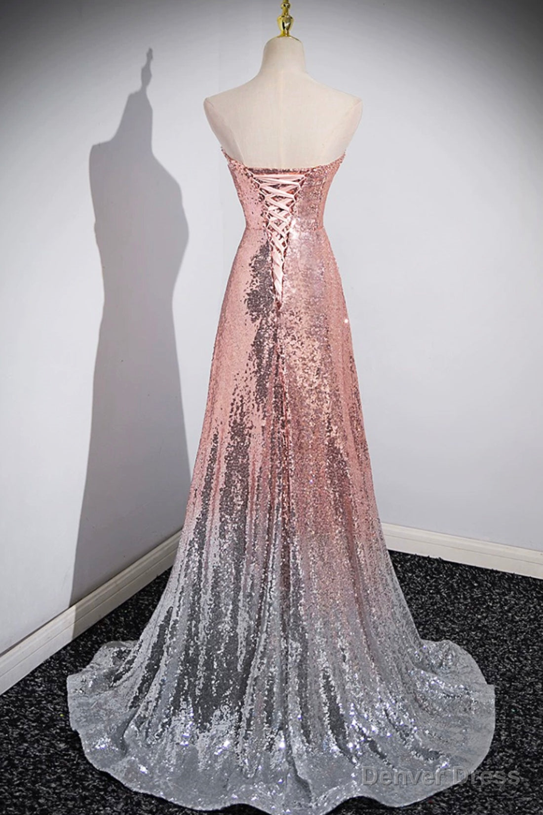 Mermaid Sequins Long Prom Dress, Sparkling Sweetheart Neckline Ombre Prom Dresses