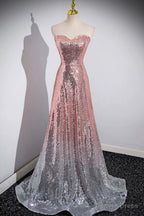 Mermaid Sequins Long Prom Dress, Sparkling Sweetheart Neckline Ombre Prom Dresses