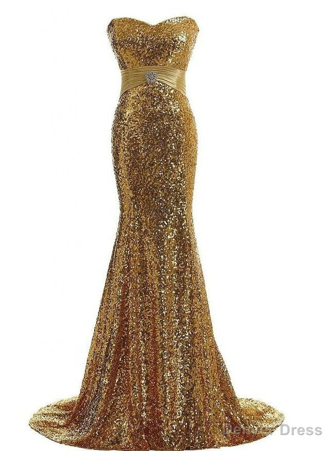 Mermaid Sequins Sweetheart Sleeveless Prom Dresses