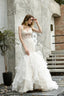 Mermaid Sleeveless V Neck Wedding Dresses Sweep Train Ruffles Beaded