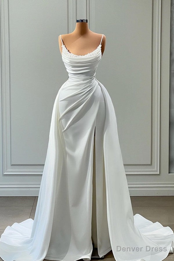 Mermaid Spaghetti strap Floor Length Sleeveless High Split With Side Train Prom Dresses Main image