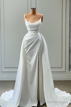 Mermaid Spaghetti strap Floor Length Sleeveless High Split With Side Train Prom Dresses