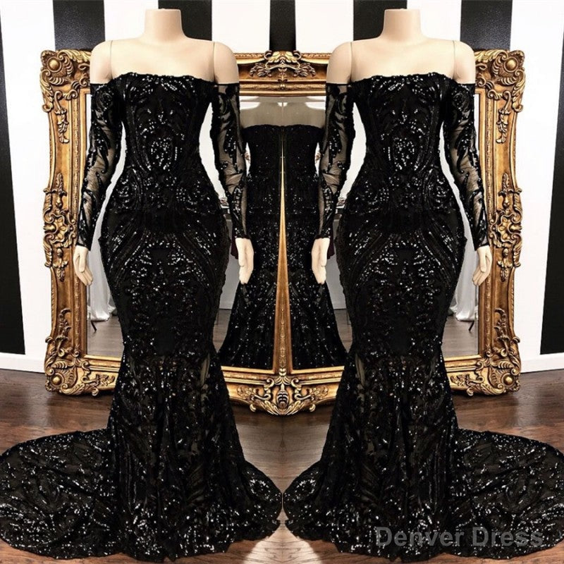 Mermaid Strapless Court Length Long Sleeve Beaded Paillette Embroidery Prom Dresses