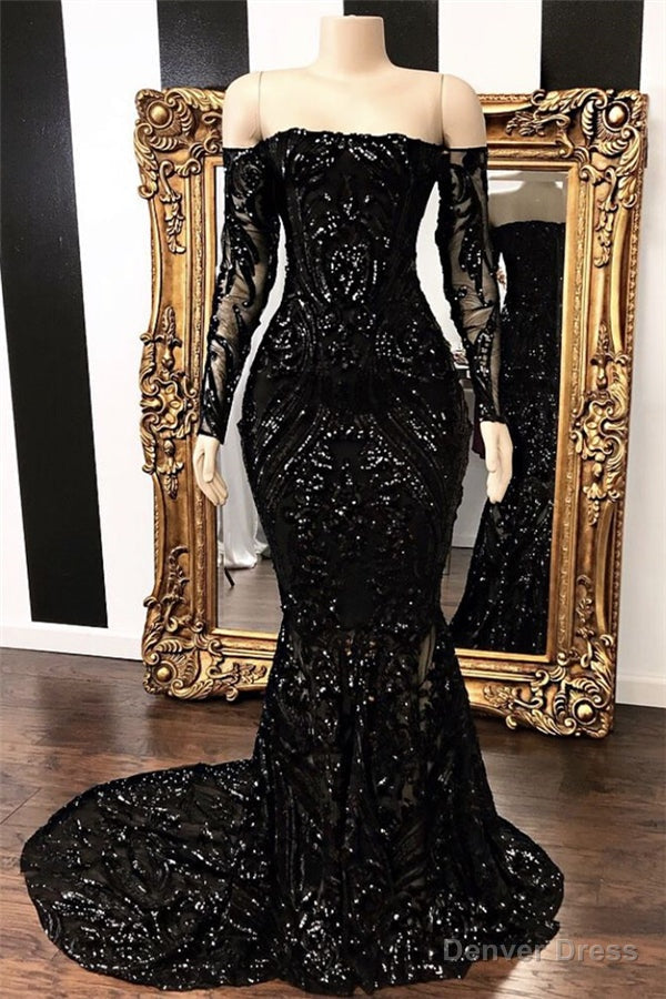 Mermaid Strapless Court Length Long Sleeve Beaded Paillette Embroidery Prom Dresses Main image