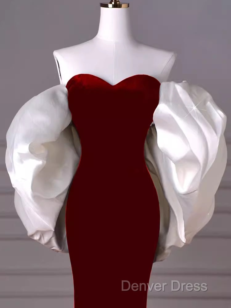 Mermaid Strapless Red Prom Dresses Long Party Dresses Secondary image