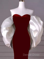 Mermaid Strapless Red Prom Dresses Long Party Dresses